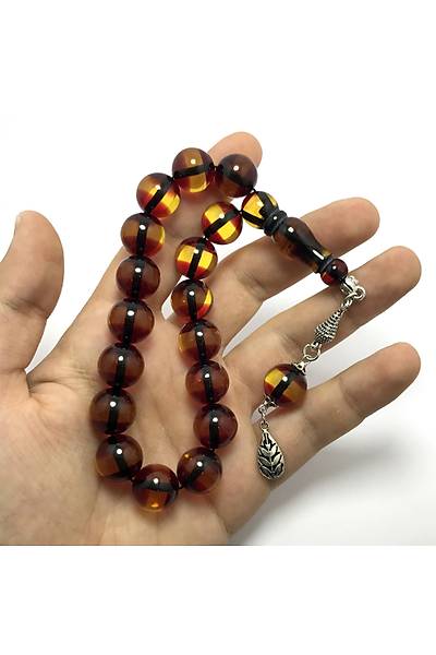 Sar� K�rm�z� S�rmeli Efe Boy Toz Kehribar Tesbih