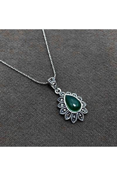 Zmrt ve Markazit Tal 925 Ayar Gm Bayan Kolye