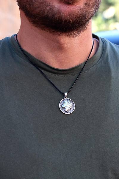 Aslan Tasar�m 925 Ayar G�m�� Erkek Kolye 201024601