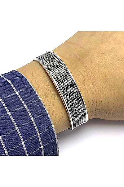 S�k �rg� ��lemeli Ayarlanabilir 925 Ayar Unisex G�m�� Bilezik