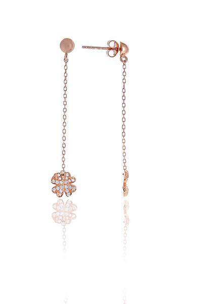 Yonca Tasar�m Zirkon Ta�l� Rose Kaplama G�m�� Kad�n K�pe 201025114