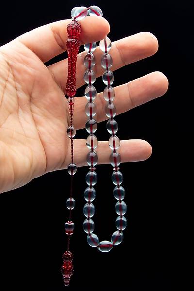 Sistem P�sk�ll� Kalemkar Imameli  K�rm�z� Buz Mavisi Akrilik Toz Kehribar 8x12mm