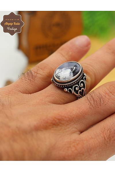 Hareli Havlit Ta�l� Kalp Model 925 Ayar G�m�� Erkek Y�z�k 201024865