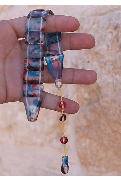 �effaf Lacivert Hareli Renk Toz Kehribar Bal�k Tesbih 201024386