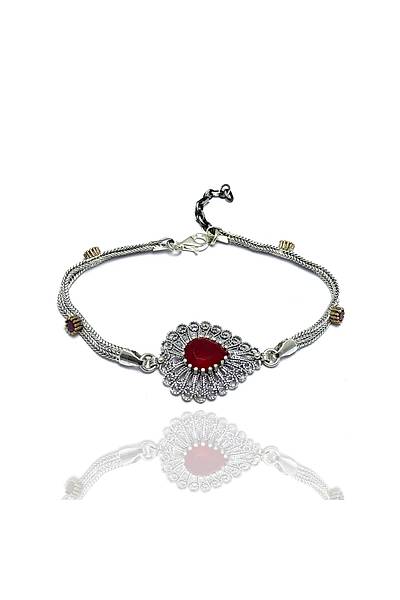 Yakut Ta�l� Damla Model Telkari Bayan G�m�� Bileklik 201014812