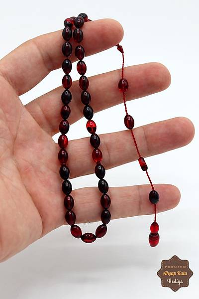 Hareli K�rm�z� Siyah Arpa Kesim �zel Sistem Ate� Kehribar Tesbih 201024762