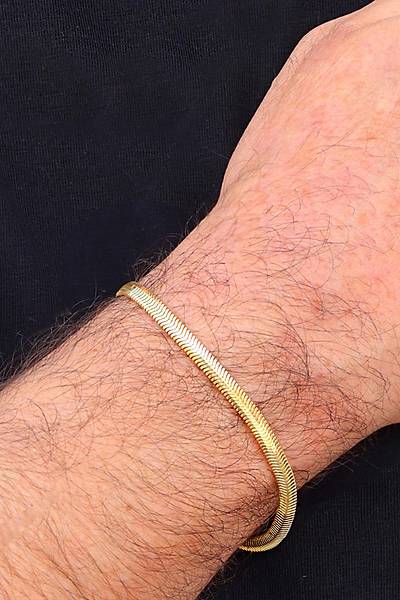 925 Ayar G�m�� Gold Kaplama Y�lan Derisi Model Ezme Zincir Kolye ve Bileklik kombini 201024152