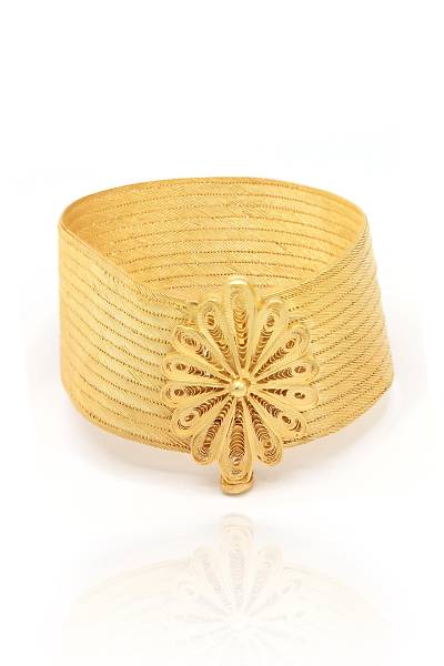 �i�ek Motifli Trabzon Has�r� Alt�n Kaplama G�m�� Bileklik 201022674