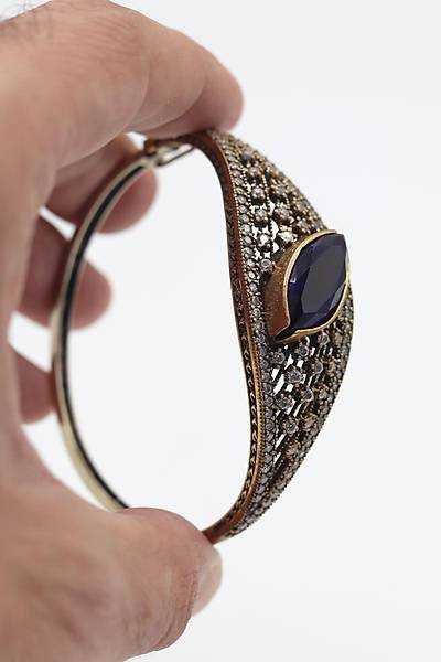 Safir Ta�l� Zirkon S�sleme El i�i G�m�� Otantik Kad�n Bilezik 201024742