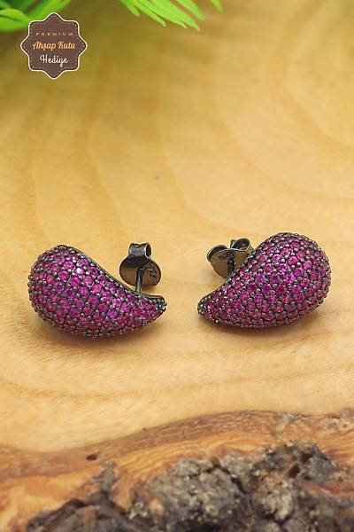 Damla Kesim Yakut Ta�l� 925 Ayar G�m�� Kad�n K�pe 201023916