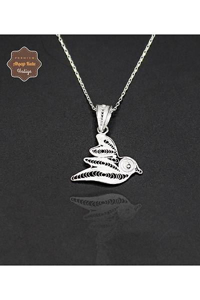 G�vercin Model 925 Ayar Saf G�m�� Telkari Kad�n Kolye 201024656