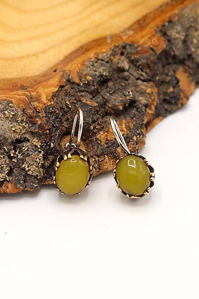 Kehribar Ta�l� Otantik G�m�� Kad�n K�pe 201024128