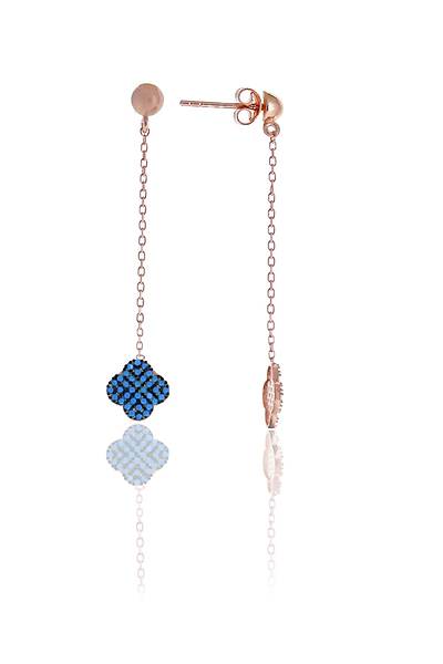 Yonca Tasar�m S�k Firuze Ta�l� Rose Kaplama G�m�� Kad�n K�pe 201025113