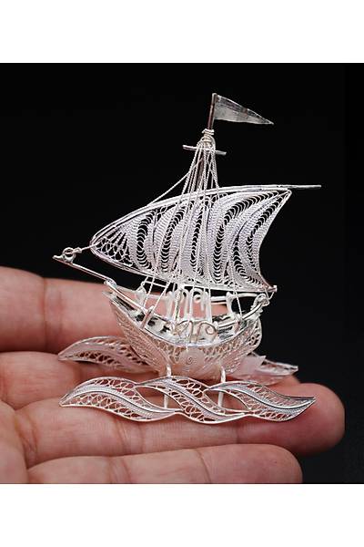 Yelkenli 925 Ayar G�m�� Saf S�per Telkari Eli�i Biblo Aksesuar 201024639