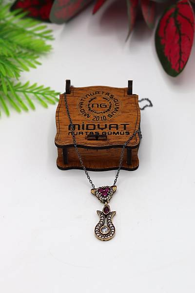 Yakut Ta�l� Lale Model Kad�n G�m�� Otantik Kolye 201024317