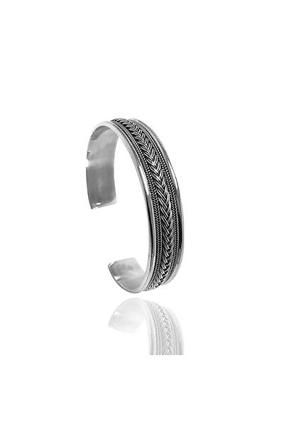 �rg� ��lemeli Ayarlanabilir 925 Ayar Erkek G�m�� Bilezik