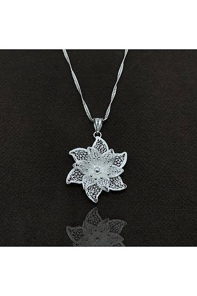 Zambak Model Eli��ili�i Telkari G�m�� Bayan Kolye