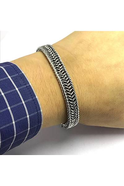 K�rk Ayak Model 925 Ayar Erkek G�m�� Bileklik