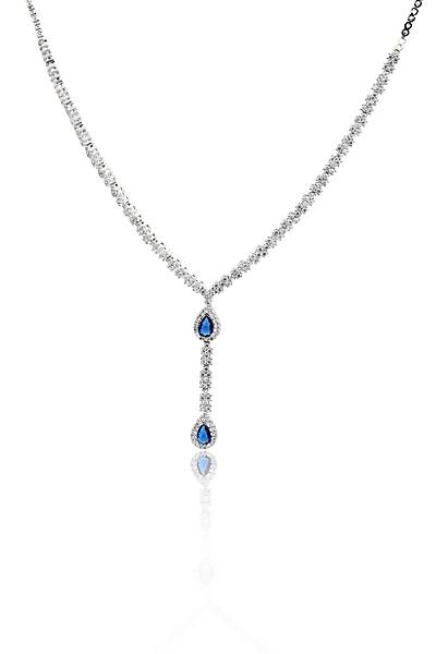 Safir Ta�l� Damla Model 925 Ayar G�m�� ��l� Set 201024458