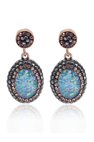 Turkuaz Paraiba ve Swarovski Ta�l� 925 Ayar G�m�� Kad�n ��l� Set 201025580