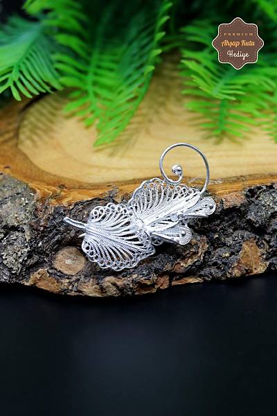 Yaprak Tasar�m 925 Ayar G�m�� Saf Telkari Bro� 201023939