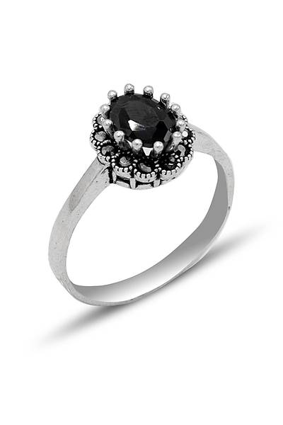 Oniks Ta�l� 925 Ayar G�m�� Markazit Kad�n Y�z�k 201024753