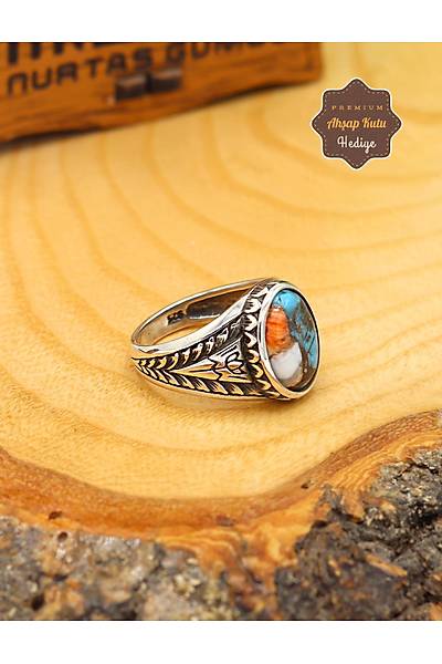 Kavansit Ta�l� Lale Motifli 925 Ayar G�m�� Erkek Y�z�k 201024869