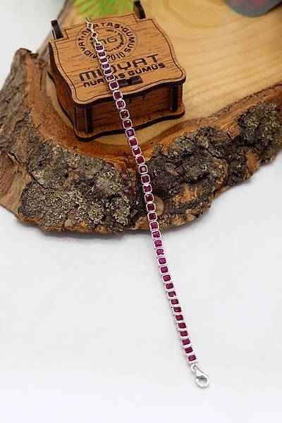 Su Yolu Model Yakut Ta�l� 925 Ayar G�m�� Kad�n Bileklik 201024750