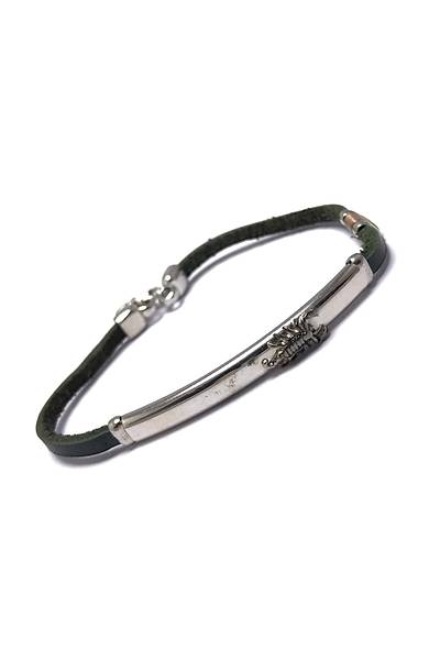 Akrep Model Ye�il Deri Kordonlu Unisex G�m�� Bileklik