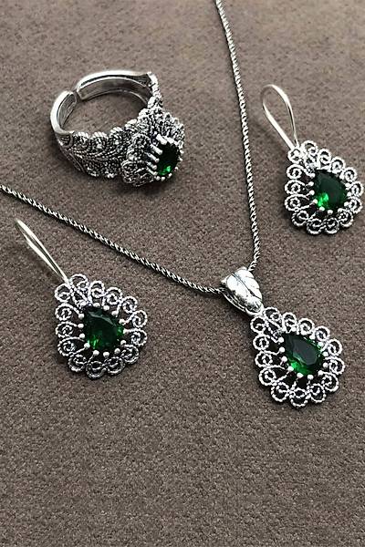 Z�mr�t Ta�l� Oksitli Telkari Bayan G�m�� ��l� Set