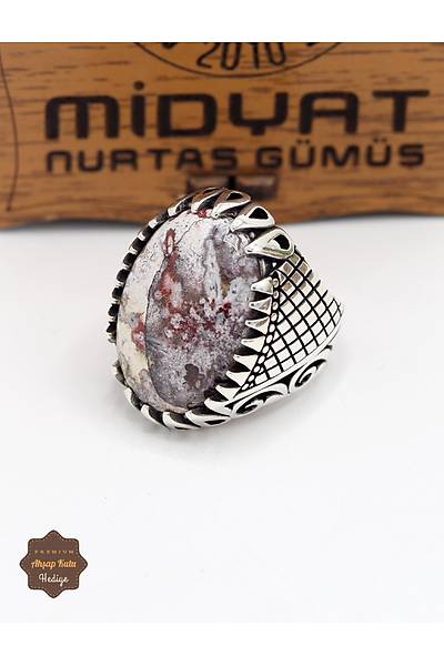 Hareli Yemen Akik Ta�l� Sarma��k Motifli 925 Ayar G�m�� Erkek Y�z�k 201024921