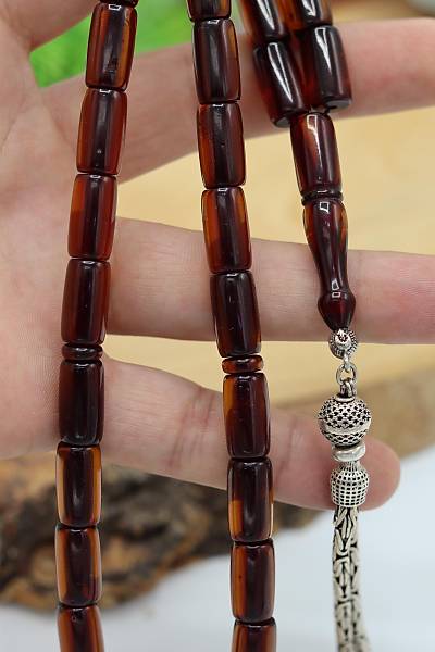 Eski Malzeme Battal Boy �effaf Kahverengi Kaps�l Kesim G�m�� P�sk�ll� Tesbih 201024361