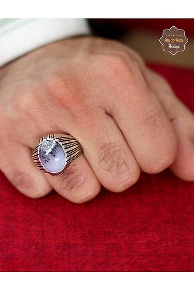 Havlit Ta�� �izgi Motifli 925 Ayar G�m�� Erkek Y�z�k 201024796