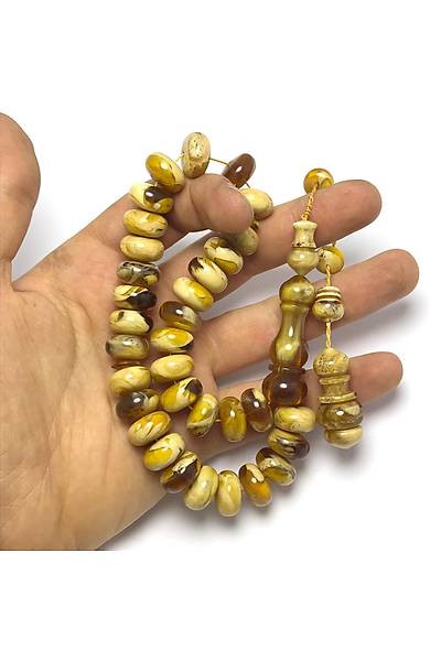 Krema Rengi Sistem P�sk�ll� Maskot Toz Kehribar Tesbih