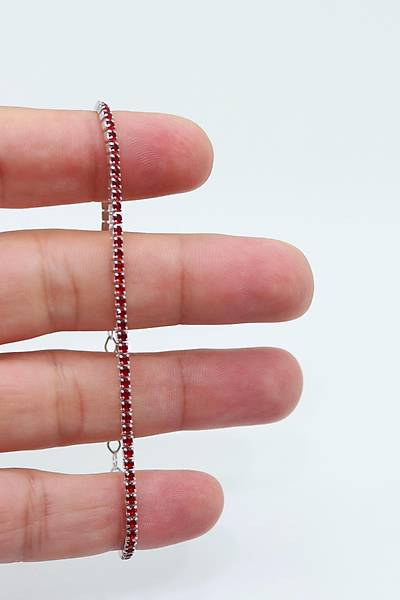 Yakut Ta�l� 2 mm Su Yolu Model 925 Ayar G�m�� Baget Kad�n Bileklik 201024000