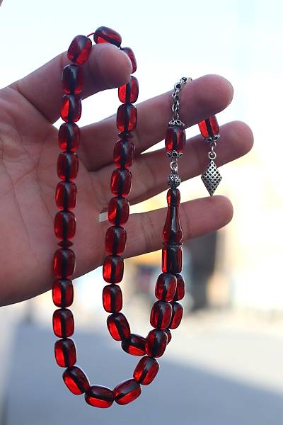 Bordo Kapsl Kesim 925 Ayar Gm Pskll Ate Kehribar Tesbih 201023767