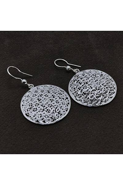 Yuvarlak Tasar�m Eli��ili�i Telkari G�m�� Bayan K�pe