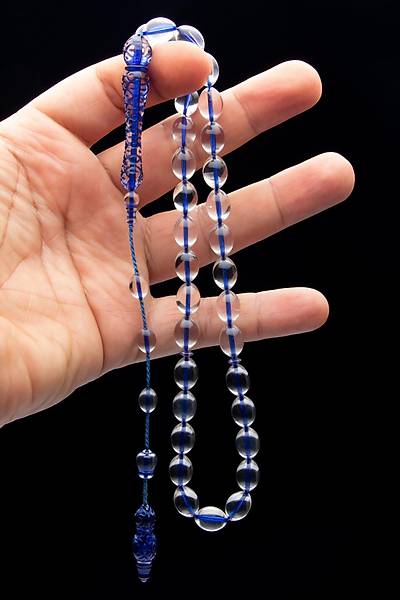 Sistem P�sk�ll� Kalemkar Imameli  Lacivert �effaf Akrilik Toz Kehribar 8x12mm