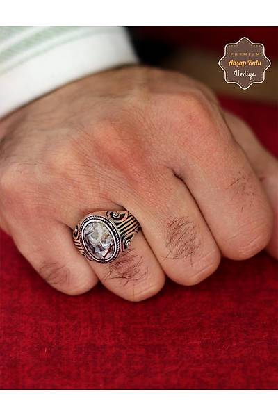 Damarl� Yemen Akik Ta�l� Desenli 925 Ayar G�m�� Erkek Y�z�k 201024787