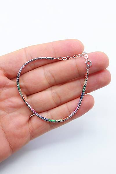 S�ra Ta�l� 2 mm Su Yolu Model 925 Ayar G�m�� Baget Kad�n Bileklik 201023997