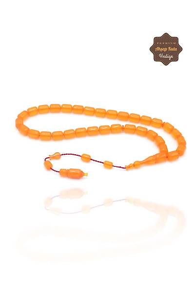 Turuncu 10 x 8 mm �zel Sistem P�sk�ll� Kaps�l Kesim Zar Kehribar Tesbih 201025509