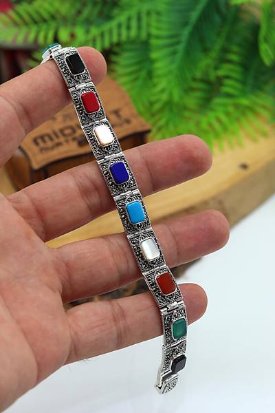 S�ra Ta�l� Kare Model Markazit Kad�n G�m�� Bileklik 201024430