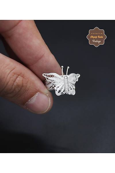 Kelebek Model El i��ili�i 925 Ayar G�m�� Telkari Kad�n Y�z�k 201024676