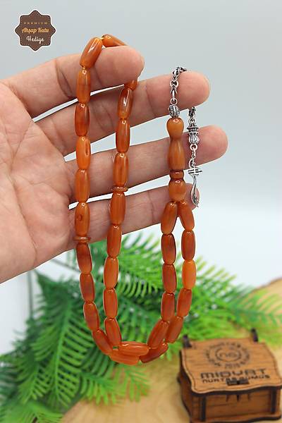 Bej Hareli Kaps�l Kesim G�m�� Z�lfikar P�sk�ll� S�kma Kehribar Tesbih 201024070