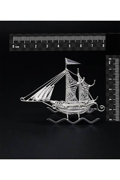 �ift Yelkenli 925 Ayar G�m�� Saf S�per Telkari Eli�i Biblo Aksesuar 201024640