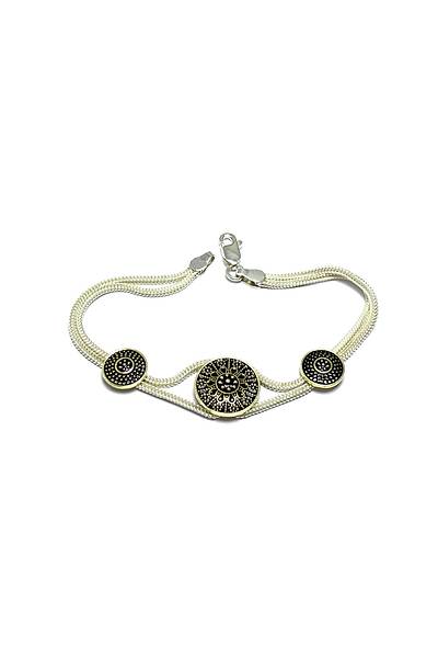 Siyah Mineli 925 Ayar Mardin Has�r� G�m�� Bileklik