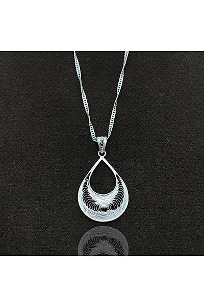 Damla Model Eli��ili�i Telkari G�m�� Bayan Kolye