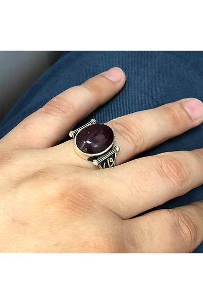 S�kma Kehribar Ta�l� Erkek G�m�� Y�z�k