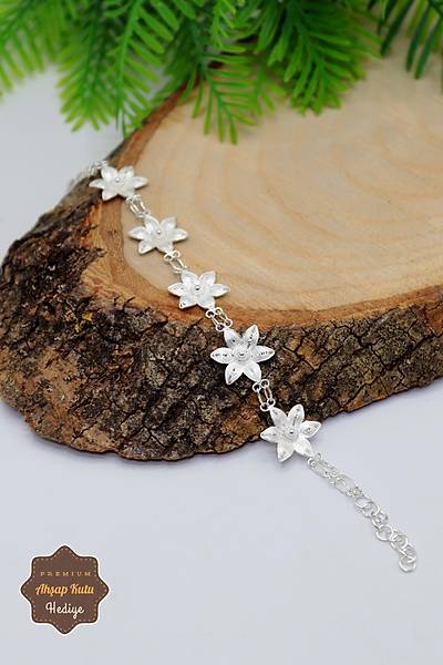 Zambak Model 925 Ayar Saf Telkari G�m�� Kad�n Bileklik 201023963