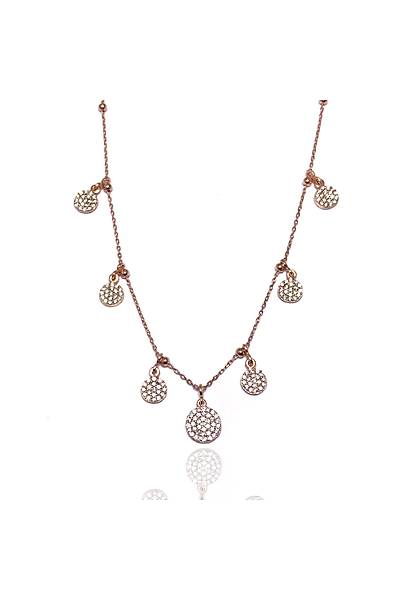 Zirkon Ta�l� Rose Kaplama Bayan G�m�� �ans Kolyesi